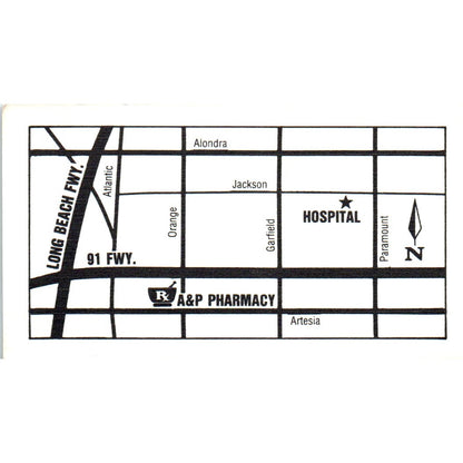 A&P Pharmacy Andy Gee R.Ph. Long Beach CA Vintage Business Card SD8-B15