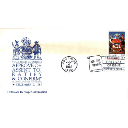 1987 Delaware Heritage Commission Statehood Bicentennial First Day Issue AF7-E3