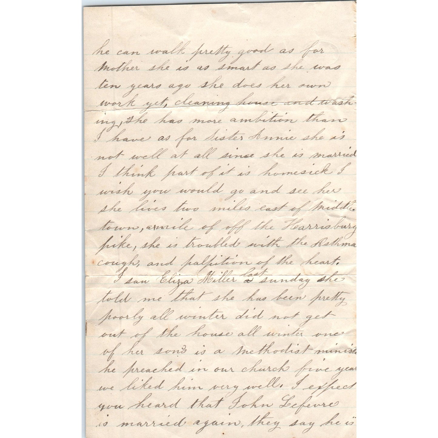 1889 Handwritten Letter Melinda Landis Rock Falls D23