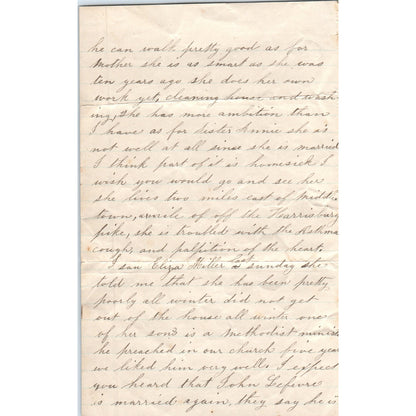 1889 Handwritten Letter Melinda Landis Rock Falls D23