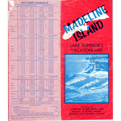 Vtg Madeline Island Lake Superior Vacationland Fold Out Travel Brochure TF4-B1