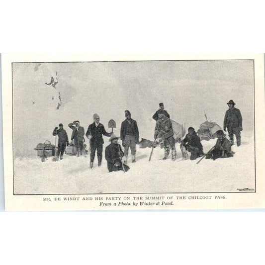 Mr. De Windt and Party on Summit of Chilkoot Pass 1897 Victorian Photo AE9-TS7