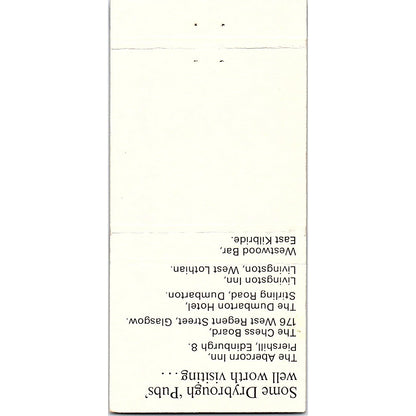 Drybroughs Scotland Craigmillar Brewery Edinburg Vintage Matchbook TB6-MB2-8