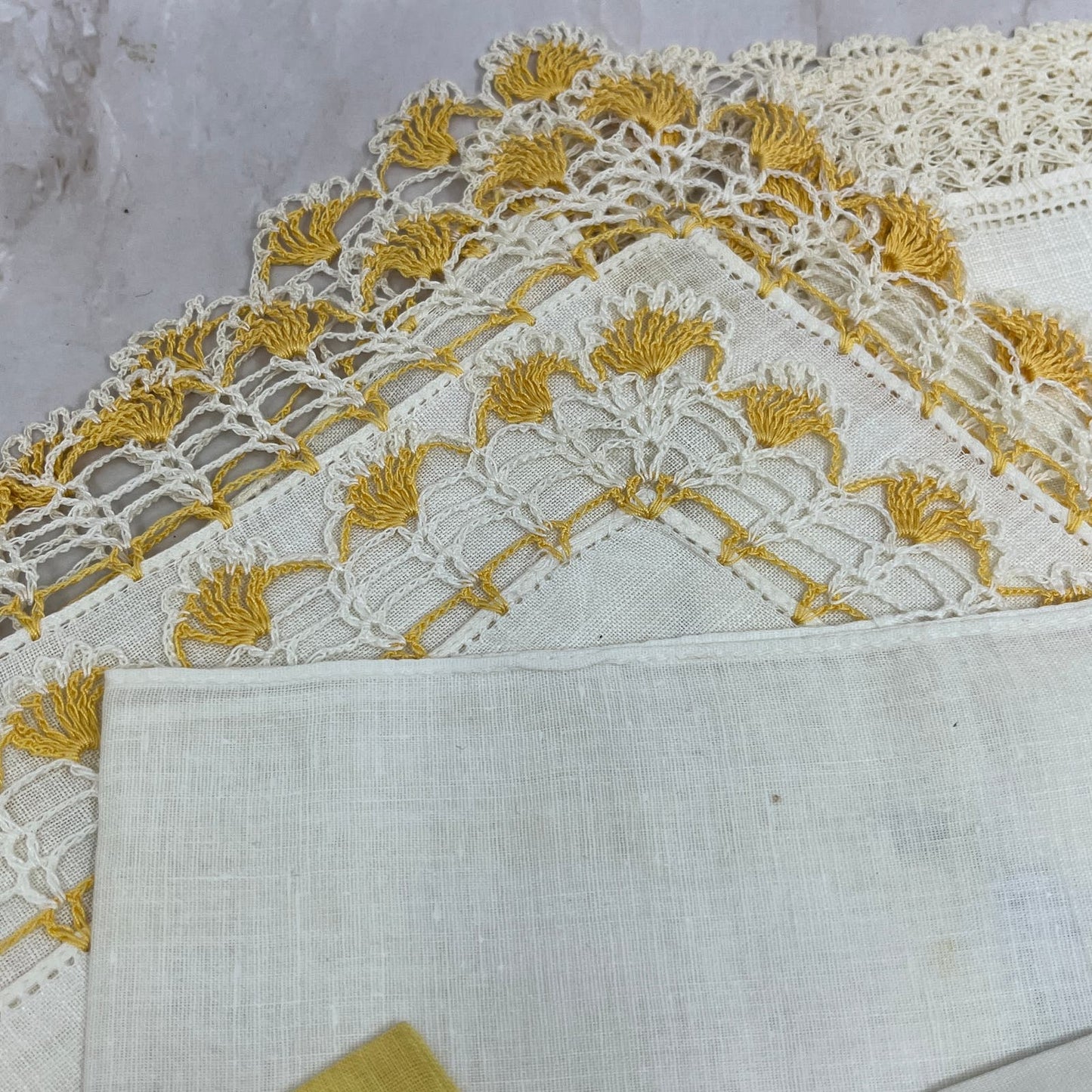 Vintage Lot of 6 Linen Napkins Handkerchiefs TF5