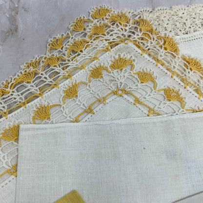 Vintage Lot of 6 Linen Napkins Handkerchiefs TF5