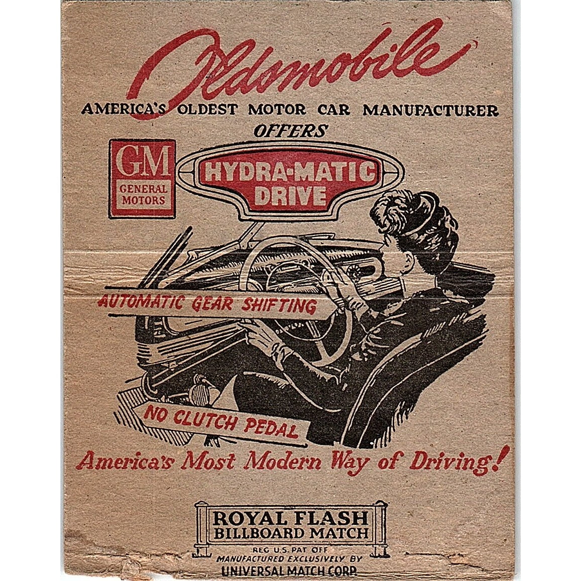 1947 Oldsmobile Krespy & Neck Colby WI Vintage Large Matchbook Cover TH2-Y3