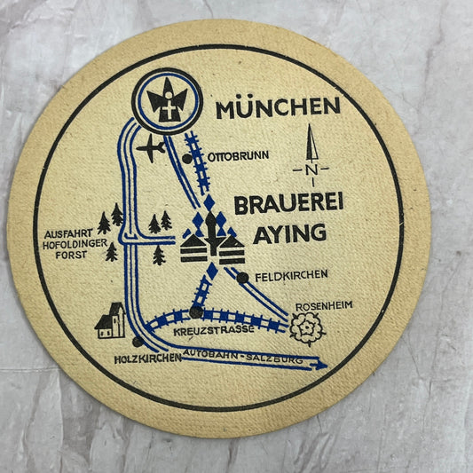 Vintage Brauerei Aying München Beer Coaster Map TJ5-CO1