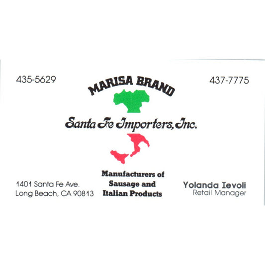 Marisa Brand Santa Fe Importers Yolanda Ievoll Long Beach Business Card SD8-B21