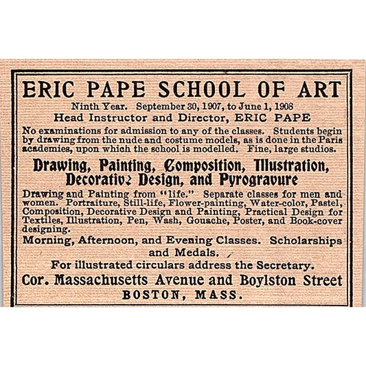 Eric Pape School of Art Boston MA - 1908 Ad AF4-3