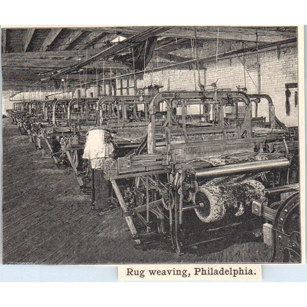 Rug Weaving Factory in Philadelphia PA 1901 Engraving AF2-P1
