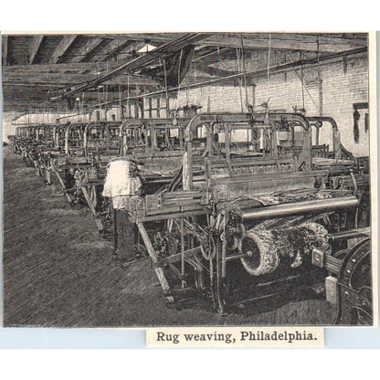 Rug Weaving Factory in Philadelphia PA 1901 Engraving AF2-P1