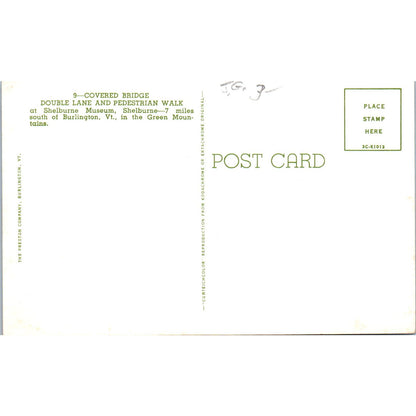 Covered Bridge Shelburne Museum Burlington VT Vintage Bridge Postcard PD3