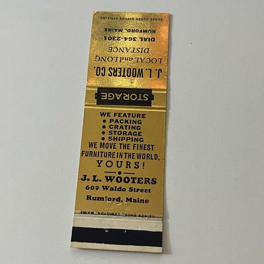 J.L. Wooters & Co Rumford Maine Vintage Matchbook Cover TB6-MB2-5