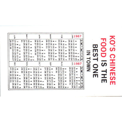 China Ko's Chinese Restaurants Houston TX Vintage Business Card SE3-B5