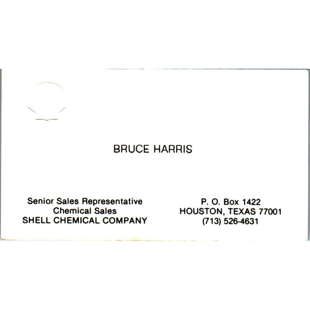 Bruce Harris Shell Chemical Company Houston TX Vintage Business Card SE3-B9
