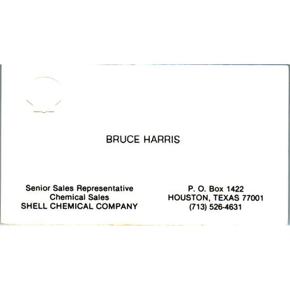 Bruce Harris Shell Chemical Company Houston TX Vintage Business Card SE3-B9