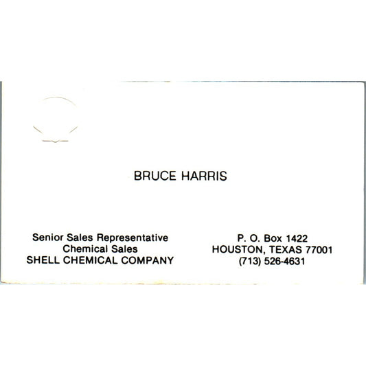 Bruce Harris Shell Chemical Company Houston TX Vintage Business Card SE3-B9