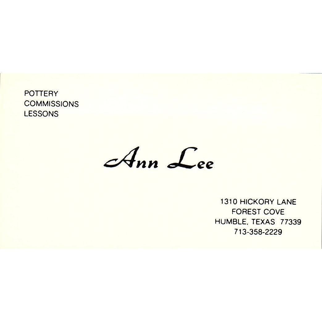 Ann Lee Pottery Humble Texas Vintage Business Card SD9-B5