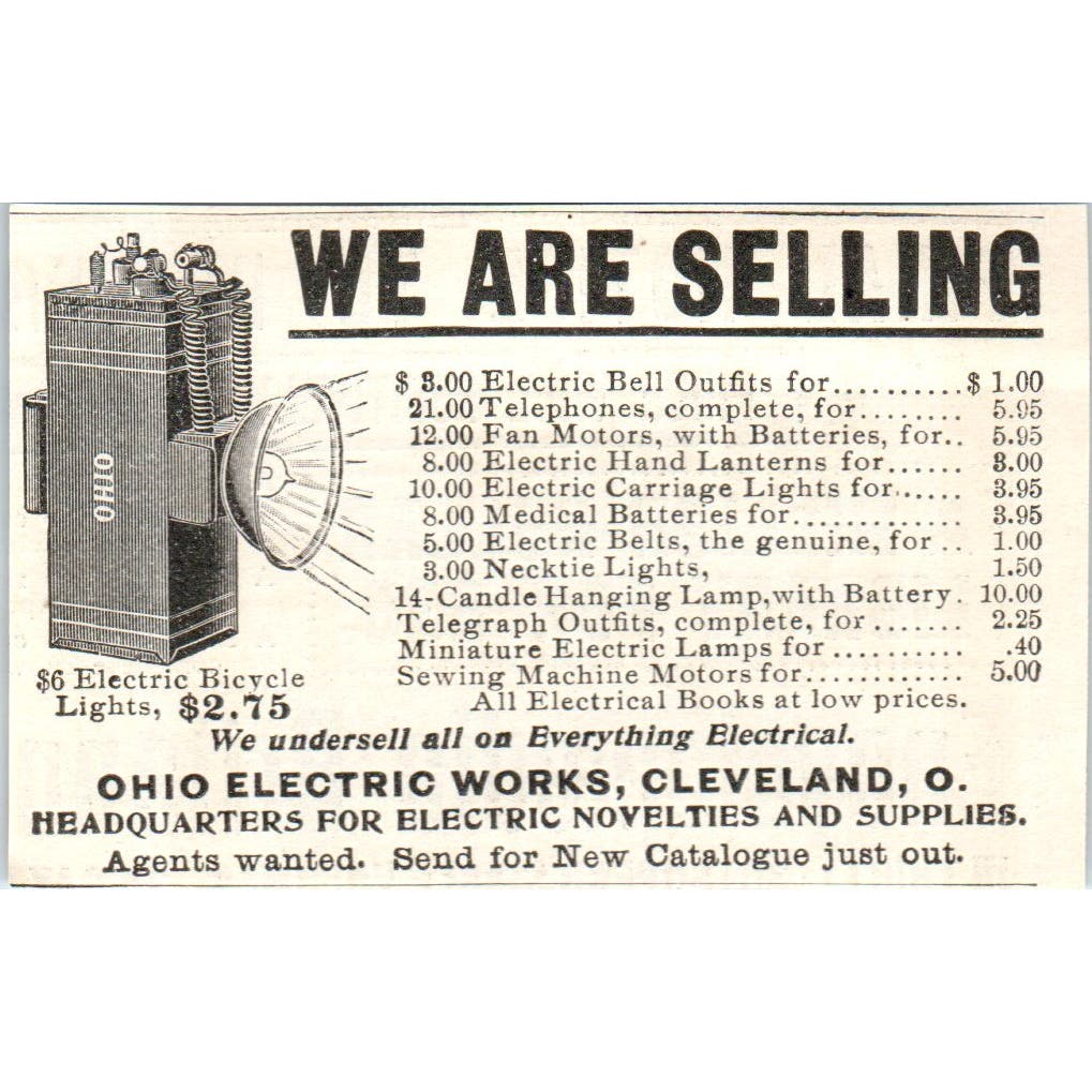 Ohio Electric Works Cleveland Bicycle Lights c1905 Original Advertisement AE7-A1