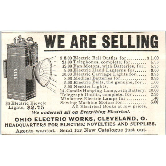Ohio Electric Works Cleveland Bicycle Lights c1905 Original Advertisement AE7-A1
