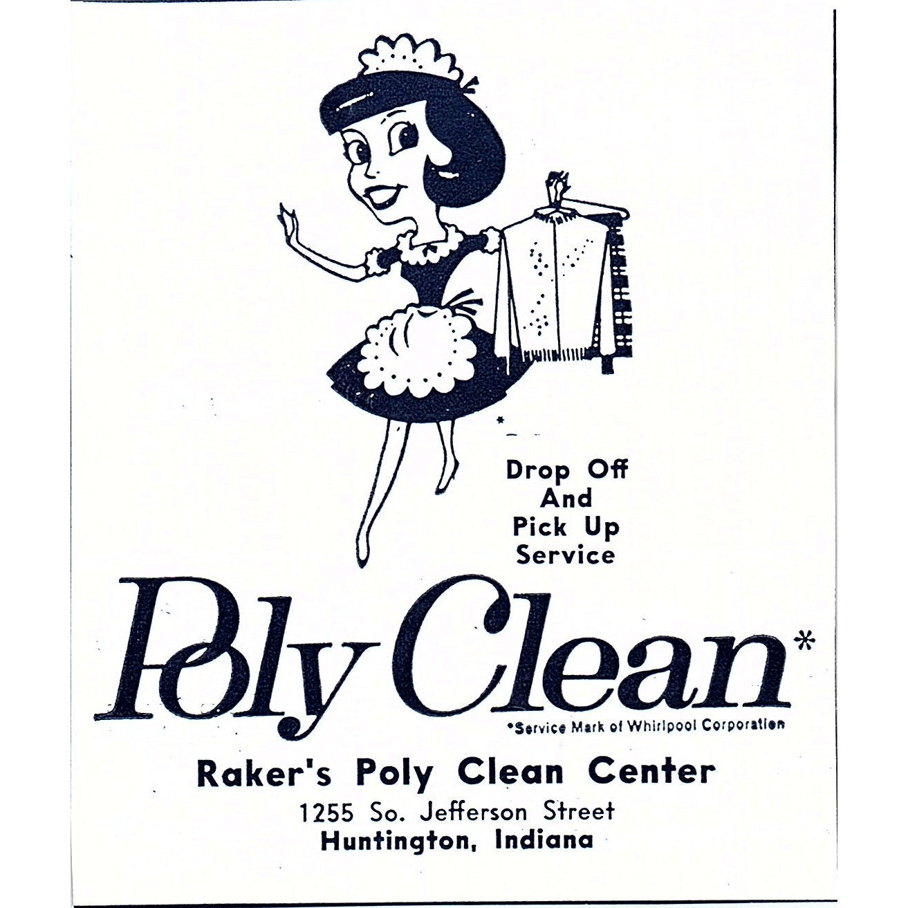 Raker's Poly Clean Center 1255 So. Jefferson St Huntington Indiana 1964 Ad AG1-9