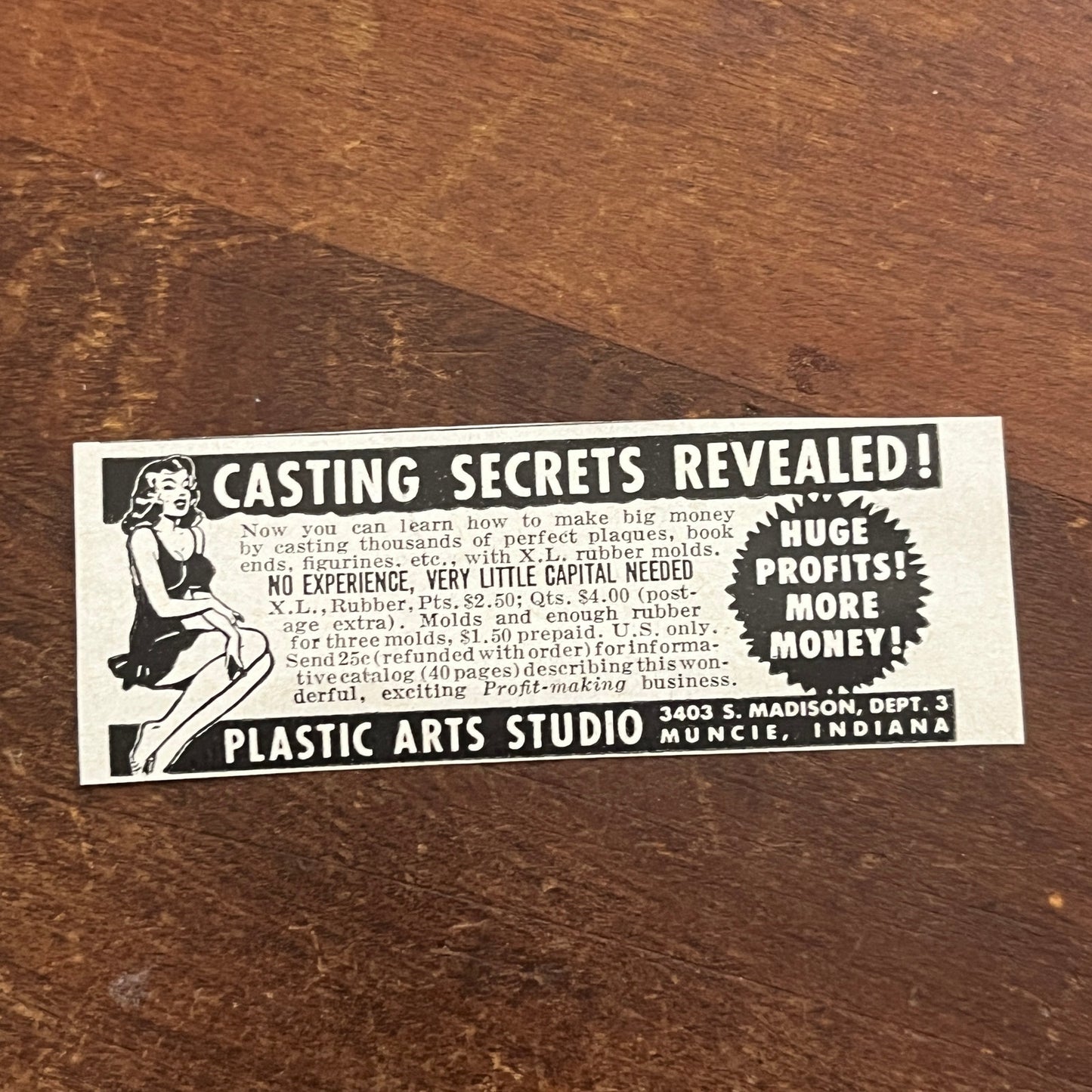 Casting Secrets Revealed - Plastic Arts Studio Muncie IN 1955 Ad AG1-S1