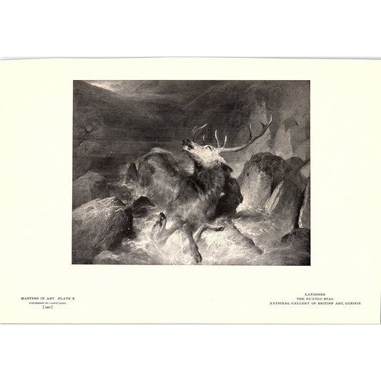 The Hunted Stag - Landseer - 1904 Litho Art Print AF5-2