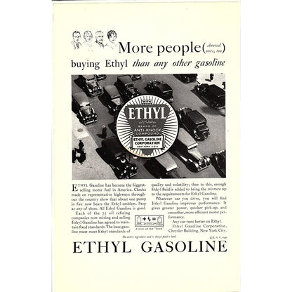 Ethyl Gasoline Corporation c1930 Magazine Ad 6.5x10 V18