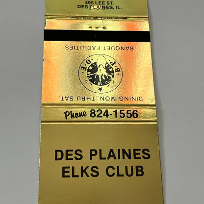 BPOE Des Plaines Elks Club IL Vintage Matchbook Cover TB6-MB1-14