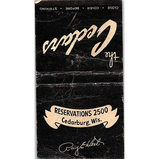 The Cedars Ray Ehlert Cedarburg WI Vintage Matchbook Cover SC7-Y3