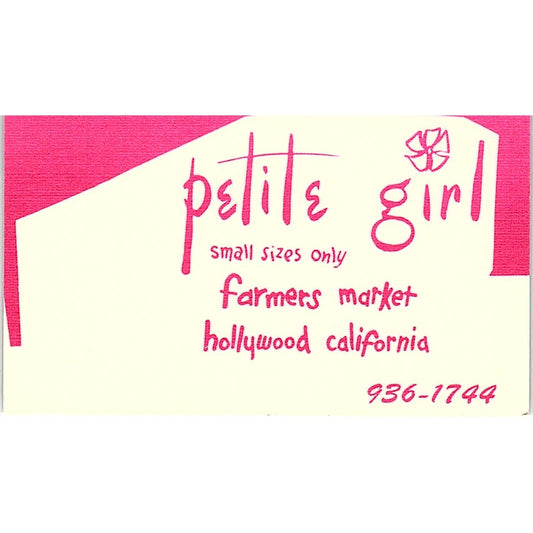 Petite Girl Small Sizes Farmers Market Hollywood CA Vintage Business Card SE5-B3