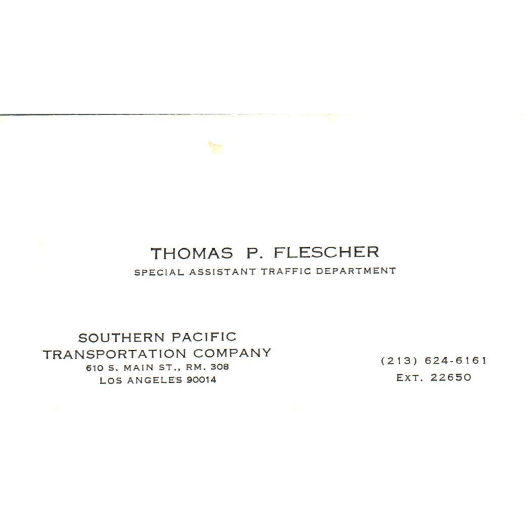 Thomas Flescher Southern Pacific Transportation Long Beach Business Card SD4-B4