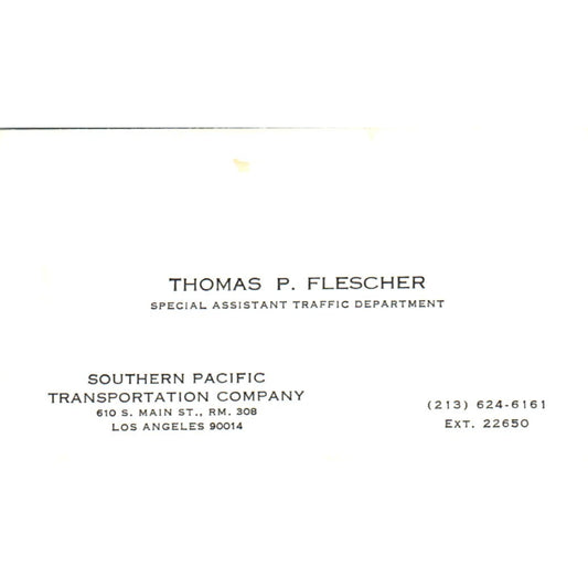 Thomas Flescher Southern Pacific Transportation Long Beach Business Card SD4-B4