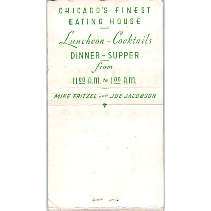 Fritzel's Restaurant Chicago Vintage Matchbook Cover SF4-Y7
