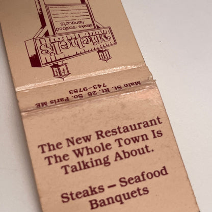 Michel's Restaurant Main Street Paris Maine Vintage Matchbook Cover TB8-MB-5