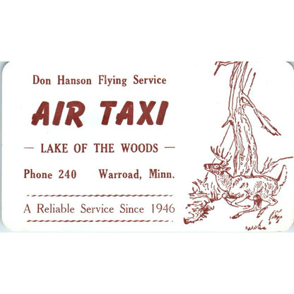 Vintage Lake of the Woods Flying Service Don Hanson Business Card Warroad MN AE2