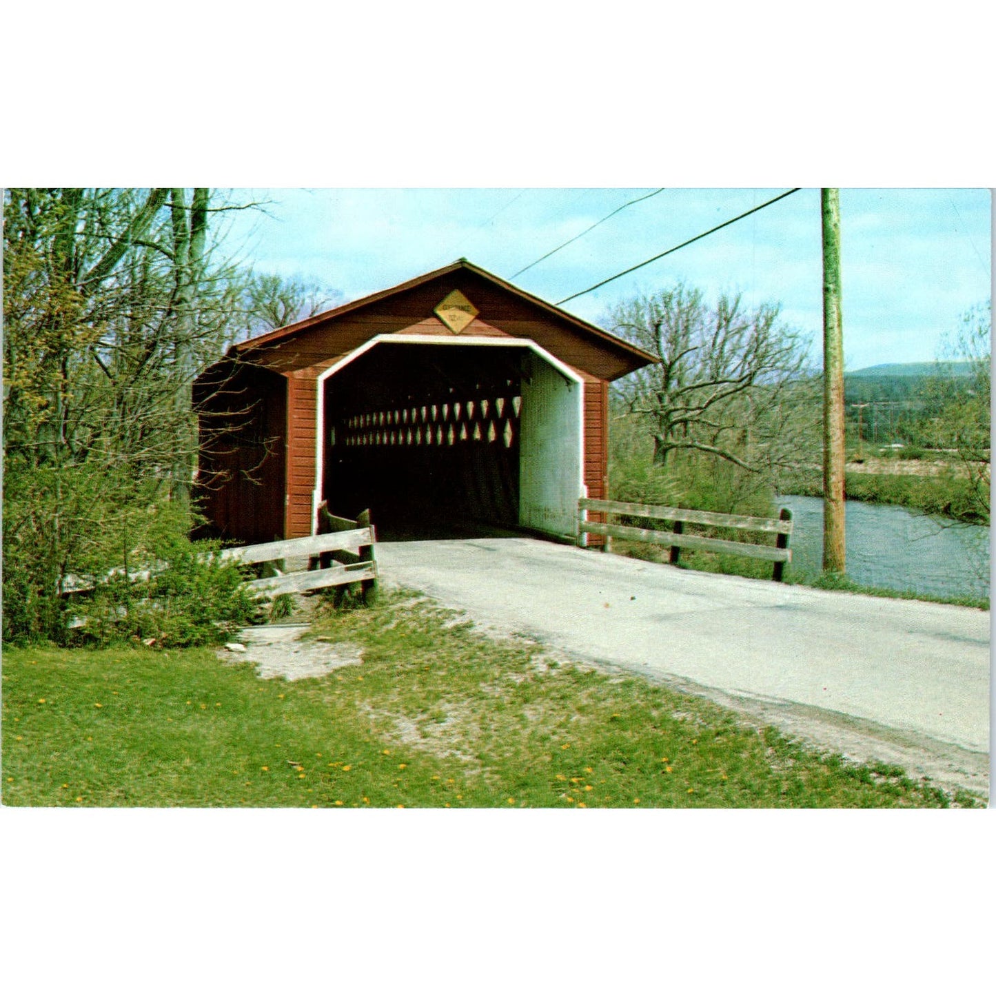 Silk Road Bridge North Bennington Vermont Covered Bridge Postcard PB13