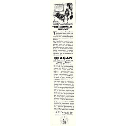 J.C. Deagan Inc Memorial Sublime Tower Chimes Chicago IL 1935 Ad V1-5