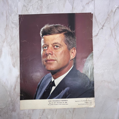 1963 John F. Kennedy Philadelphia Inquirer Portrait Vintage Print 10x13 FL6-4