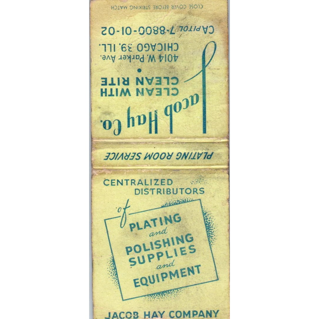 Jacob Hay Co Chicago IL Vintage Matchbook Cover SF4-Y4