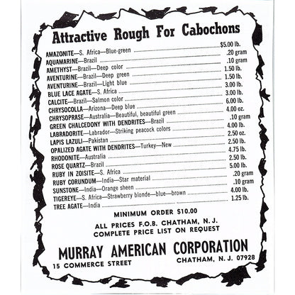 Murray American Corporation Cabochons Chatham NJ 1972 Ad AF8-H2