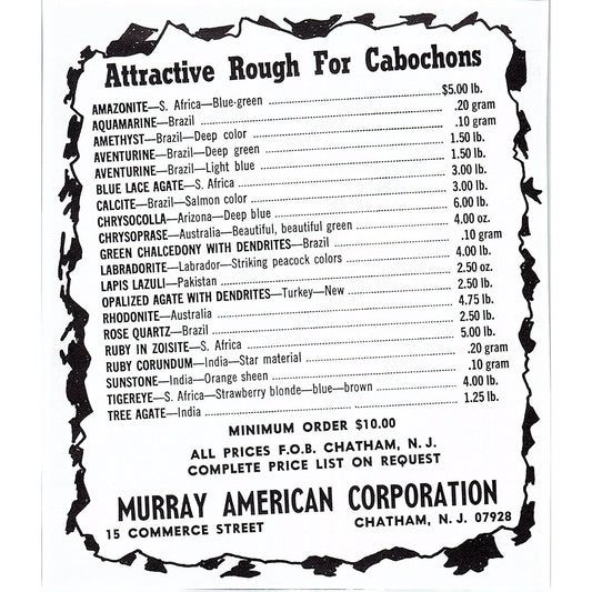 Murray American Corporation Cabochons Chatham NJ 1972 Ad AF8-H2