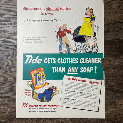 Her Mother Swears by Tide Laundry Detergent Vintage Magazine Ad 11x14 V9