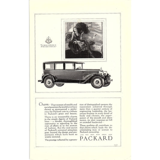 Packard Fine Motor Cars 6x10" 1920s Original Ad D24