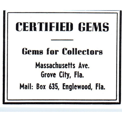 Certified Gems for Collectors Englewood Florida 1964 Magazine Ad AB6-M1