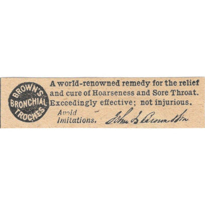 Brown's Bronchial Troches John L. Brown 1905 Magazine Ad AF1-NES4