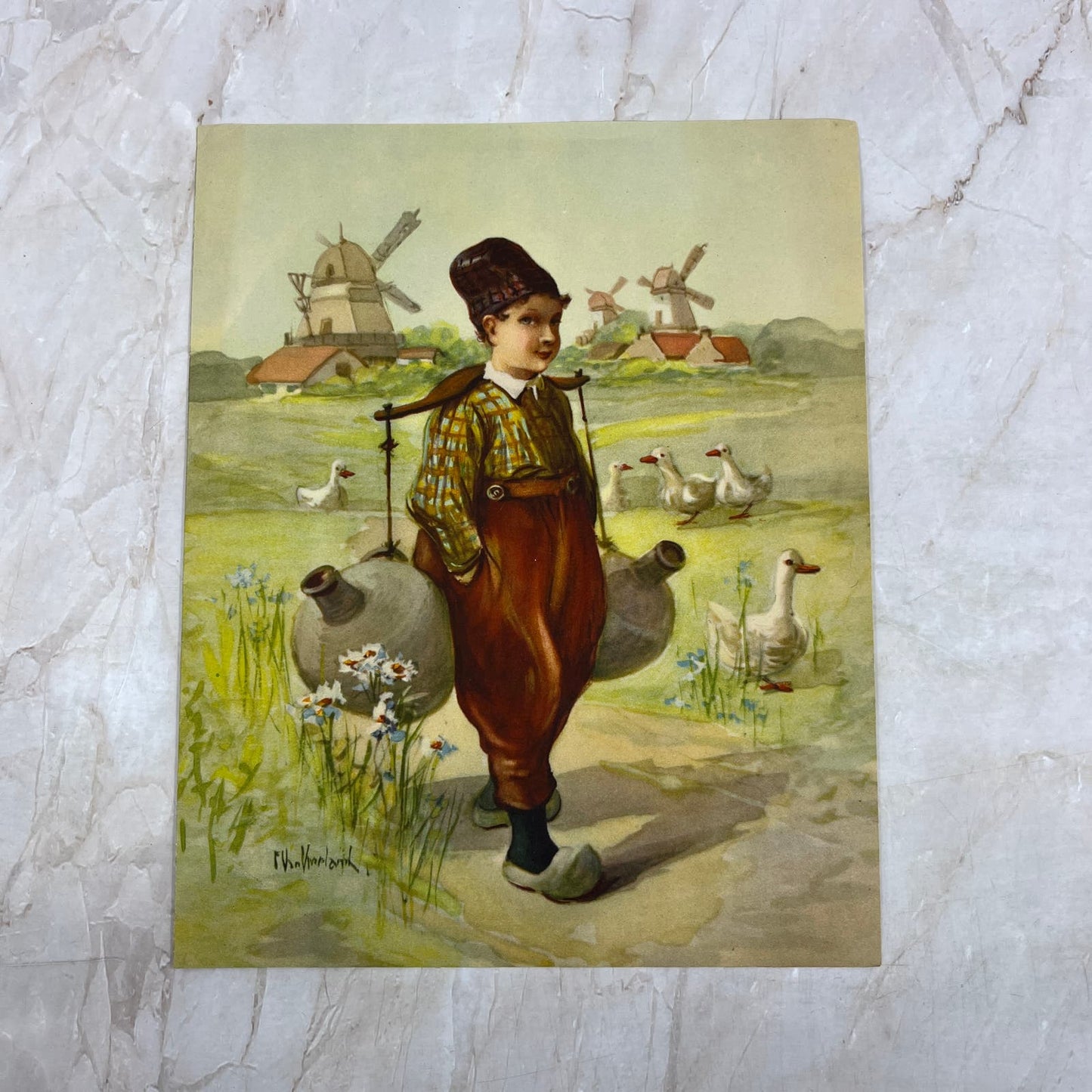 Vintage Art Print Dutch Boy 8x10 F. VonVrooland TI9-P4