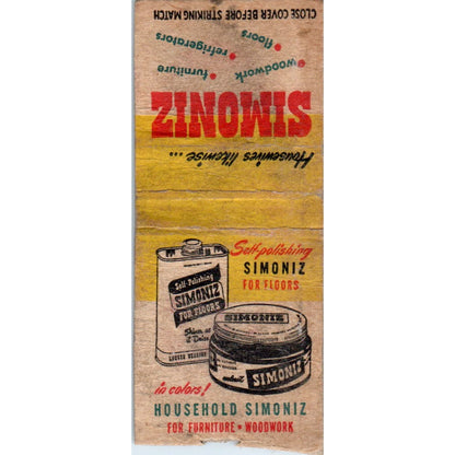 Household Simoniz Polish Vintage Matchbook Cover SD2-Y1