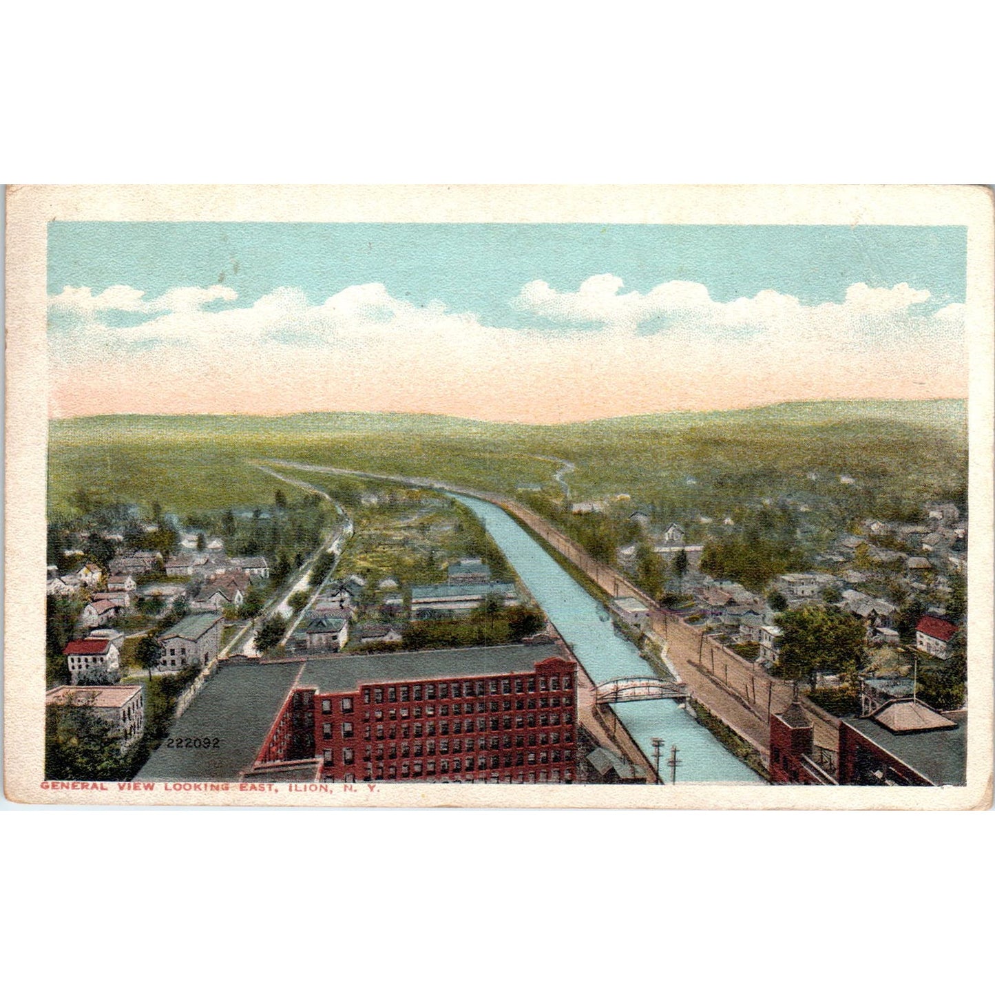 General View Looking East Ilion NY Vintage Original Postcard PC9