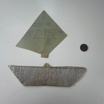 c1930 Dinner Menu on Paper Sailboat Mrs. Lennen, Mrs. Stevenson K23